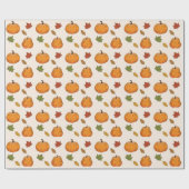 Papier Cadeau Citrouilles Oranges Et Feuilles D'Automne Motif (Plat)