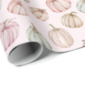 Papier Cadeau Citrouilles pastel en rose (Coin rond)
