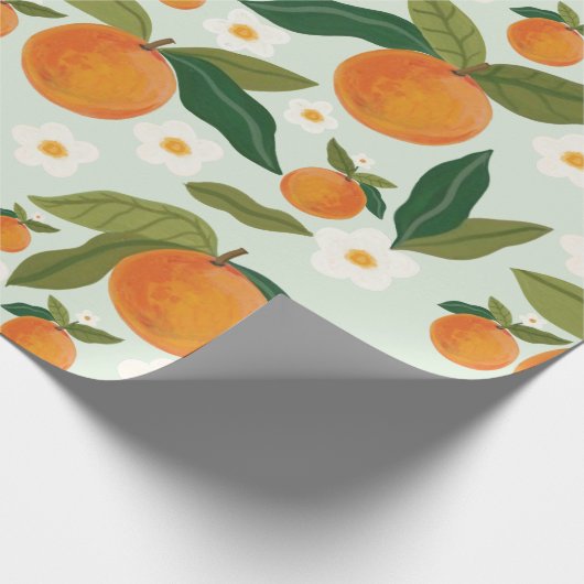 Papier Cadeau Citrus à fleurs orange Clementine (Coin)