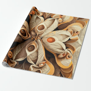 Papier Cadeau Citrus Beige Brown Décor Plaid Motif