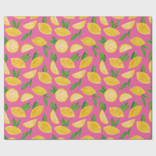 Papier Cadeau Citrus Citron Fruit motif rose