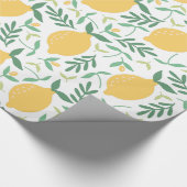 Papier Cadeau Citrus de citron jaune Motif de verdure estivale m (Coin)