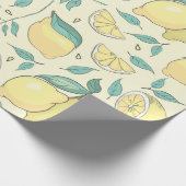 Papier Cadeau Citrus de citron moderne jaune d'été Personnalisé (Coin)