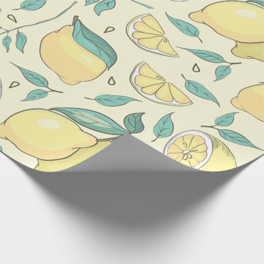 Papier Cadeau Citrus de citron moderne jaune d'été Personnalisé (Coin)