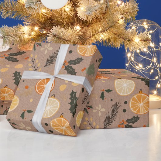 Papier Cadeau Citrus Kraft séché hiver moderne (Vacances)