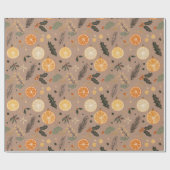 Papier Cadeau Citrus Kraft séché hiver moderne (Plat)