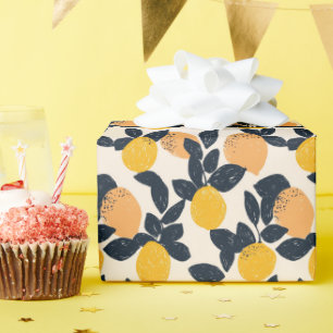 Papier Cadeau Citrus Lemon Oranges Abstrait Motif moderne