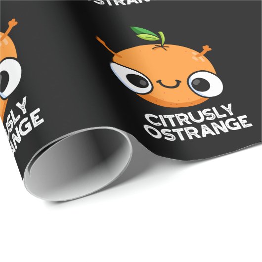 Papier Cadeau Citrusly Oétrange Funny étrange orange pun foncé B (Coin rond)