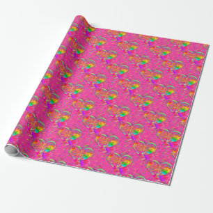 Papier Cadeau CKC-Peace, Love and Popsicle's, Pink-Gift Wrap