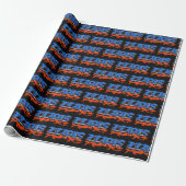 Papier Cadeau Claa prénom Graffiti blue orange (Déroulé)