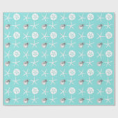 Papier Cadeau Clair bleu Starfish Sand Dollar Tropical Christmas (Plat)