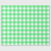 Papier Cadeau Clair vert et blanc coche plaid|Grand Motif| (Plat)