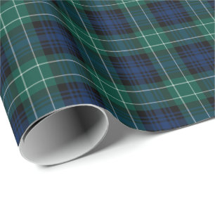 Papier Cadeau Clan Abercrombie Tartan Vert et bleu Plaid