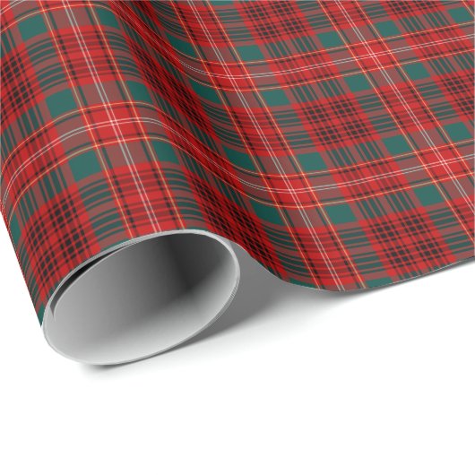 Papier Cadeau Clan Ainslie Tartan Rouge et vert Plaid (Coin rond)