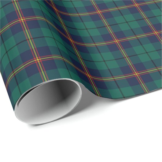 Papier Cadeau Clan Carmichael Tartan Vert foncé Plaid (Coin rond)