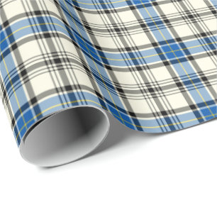Papier Cadeau Clan Hannay et Hannah Tartan Plaid bleu et blanc