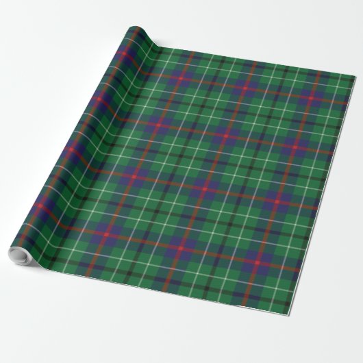 Papier Cadeau Clan Plaid Duncan Plaid Vert Bleu Rustique Tartan (Déroulé)