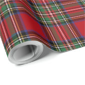 Papier Cadeau Clan Rustique Noir Rouge Tartan Plaid (Coin rond)