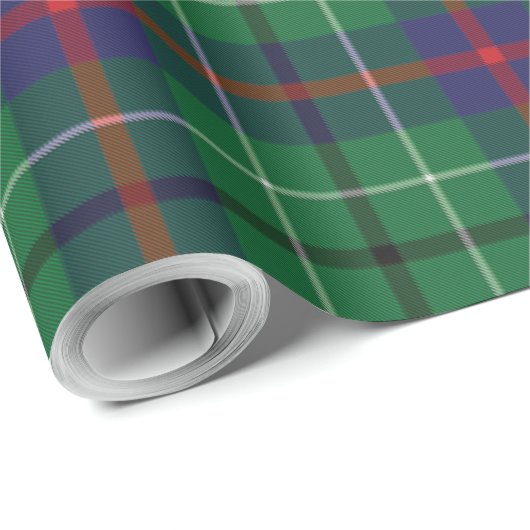 Papier Cadeau Clan Rustique Plaid Duncan Green Blue Tartan (Coin rond)
