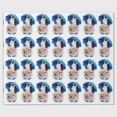 Papier Cadeau Clapsaddle : Fille de lapin de Pâques avec le (Plat)