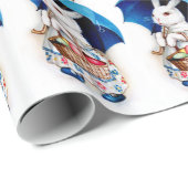 Papier Cadeau Clapsaddle : Fille de lapin de Pâques avec le (Coin rond)