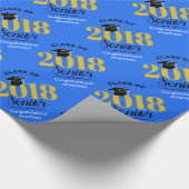 Papier Cadeau Classe de 2018 % pipe% bleu et or (Coin)