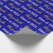 Papier Cadeau Classe de 2023 Nom du diplômé Bleu foncé Blanc Or (Coin)