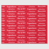 Papier Cadeau Classe de 2024 Red White Félicitations Grad Name (Plat)