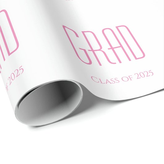 Papier Cadeau Classe de 2025 Graduation Simple Pink Typographie (Coin rond)