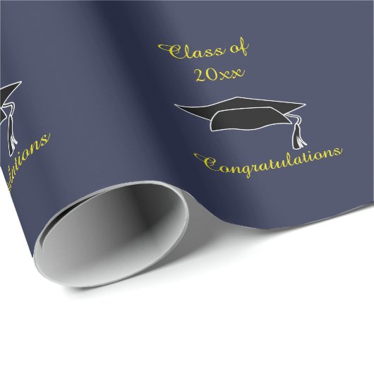 Papier Cadeau Classe de 20xx Blue Gold Graduation Enveloppe cade (Coin rond)