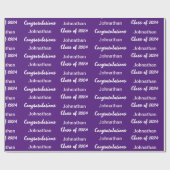 Papier Cadeau Classe de 24 Purple White Félicitations Grad Name (Plat)