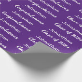 Papier Cadeau Classe de 24 Purple White Félicitations Grad Name (Coin)