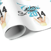 Papier Cadeau Classe de bleu d'école d'obtention du diplôme (Coin rond)