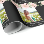 Papier Cadeau Classe de graduation florale moderne, Fleur rose 2 (Coin rond)