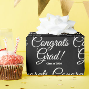 Papier Cadeau Classe de grats de motif de script noir 2024