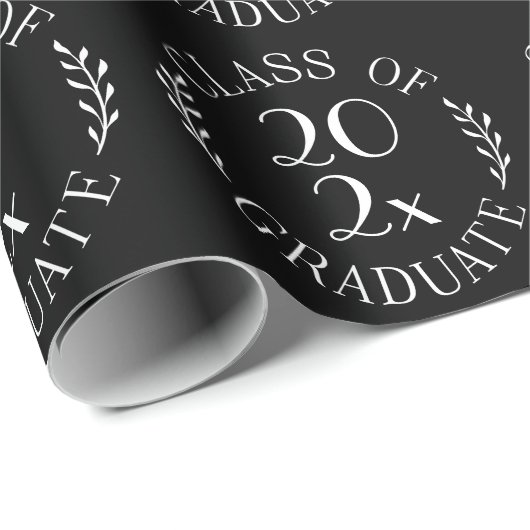 Papier Cadeau Classe de l'année Diplômé Chic White Typographie N (Coin rond)