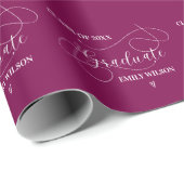 Papier Cadeau Classe de script rouge et blanc de 2025 Graduation (Coin rond)