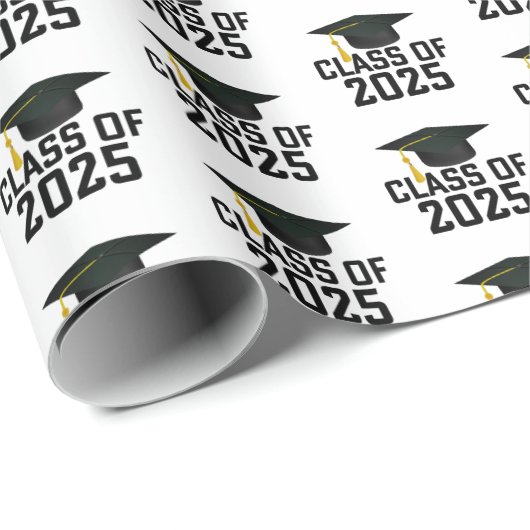 Papier Cadeau Classe de style Letterman de 2025 Graduation (Coin rond)