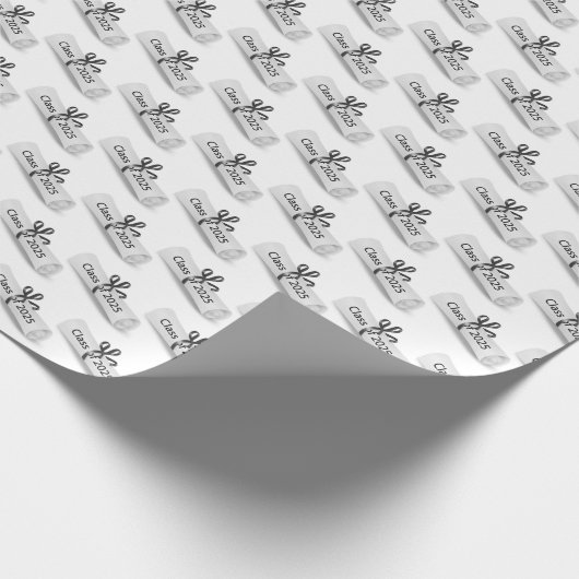 Papier Cadeau Classe du Diplôme 2025 en blanc (Coin)