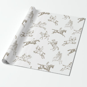 Papier Cadeau Classé Elégant Cheval Beige équitation Pays Toile