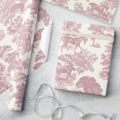 Papier Cadeau Classé Élégant Chic Rose Cheval Toile de campagne