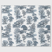 Papier Cadeau Classé Elegant Rustic Blue Horses Country Toile (Plat)