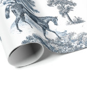 Papier Cadeau Classé Elegant Rustic Blue Horses Country Toile (Coin rond)