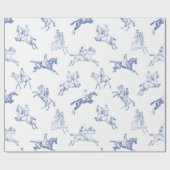 Papier Cadeau Classé Elegant Rustic Blue Horses Country Toile (Plat)