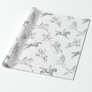Papier Cadeau Classé Elégant Rustic Horse équitation Pays Toile