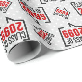 Papier Cadeau Classe rouge Année discours bulle (Coin rond)