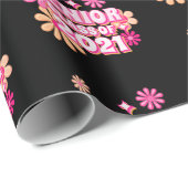 Papier Cadeau Classe supérieure de 2021 Graduate Pink Retro Moti (Coin rond)