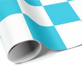 Papier Cadeau Classic aqua blue checkerboard (Coin rond)