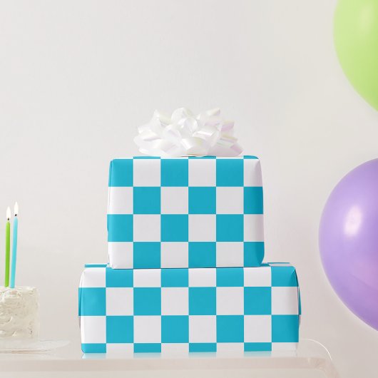 Papier Cadeau Classic aqua blue checkerboard