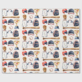 Papier Cadeau Classic Baseball Gear Watercolor Design Wrap (Plat)